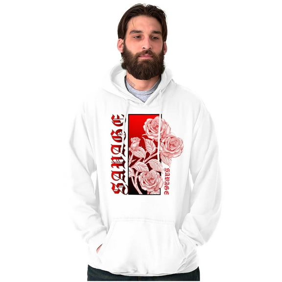 Cool Urban Streetwear Savage Roses Unisex Plus Fleece Graphic Hoodie Brisco Brands 2X