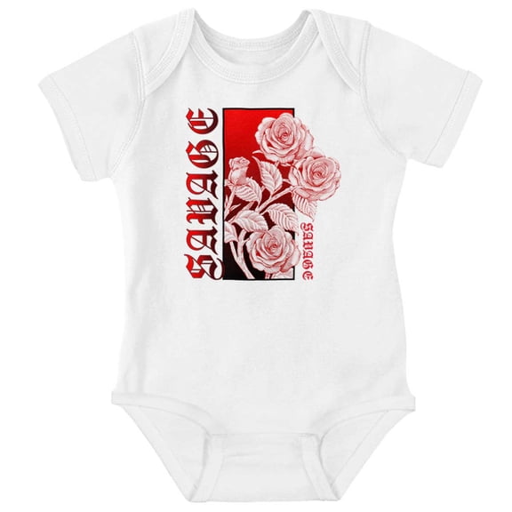 Cool Urban Streetwear Savage Roses Romper Boys or Girls Infant Baby Brisco Brands NB
