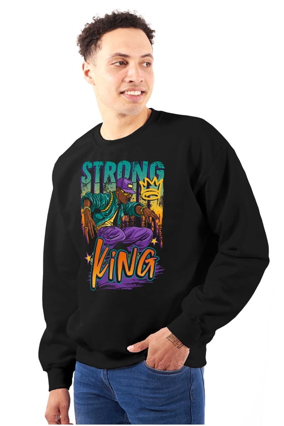 Cool Urban Streetwear Strong King Men's Big & Tall Crewneck Sweatshirt Brisco Brands 3X