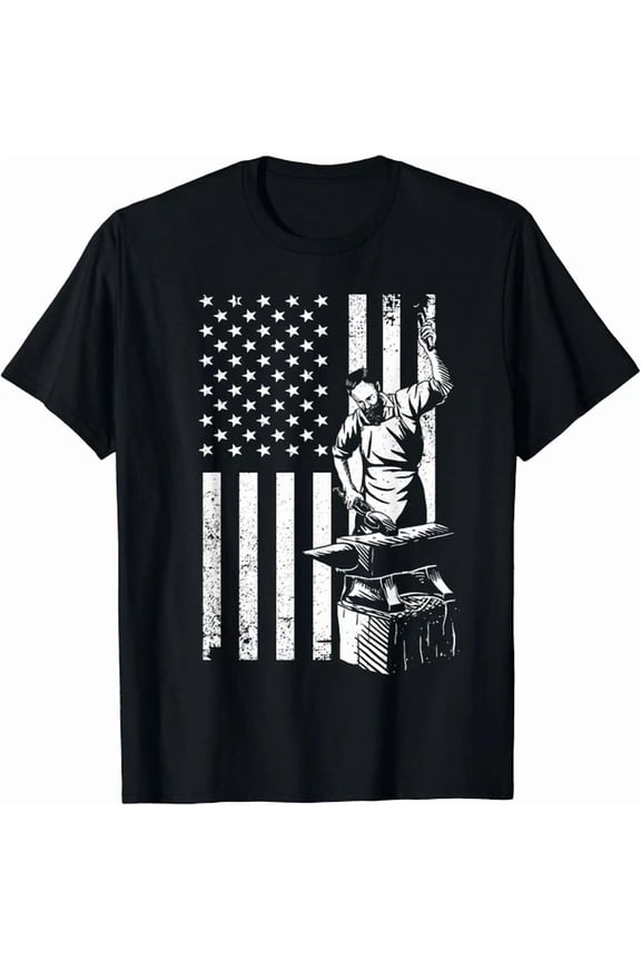 Cool Us Flag Blacksmith Art For Men Women Blacksmith Forging Gift Unisex T-Shirt