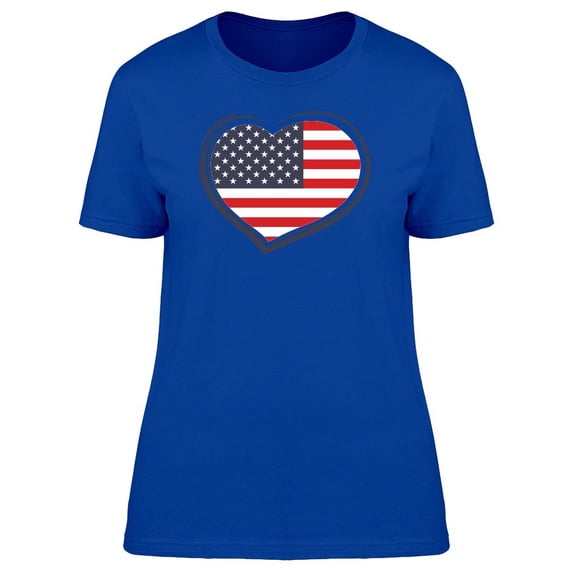 Cool Usa Heart Flag Doodle T-Shirt Women -Image by Shutterstock, Female Large