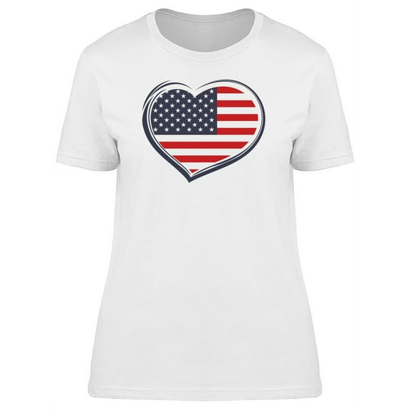 Cool Usa Heart Flag Doodle T-Shirt Women -Image by Shutterstock, Female Medium