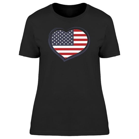 Cool Usa Heart Flag Doodle T-Shirt Women -Image by Shutterstock, Female Small