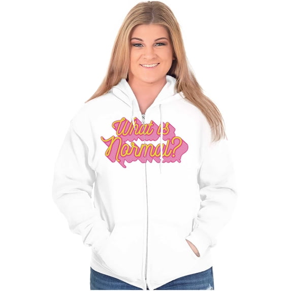 Cool Vaporwave What is Normal Saying Womens Plus Size Graphic Zipper Hoodie Brisco Brands 5X