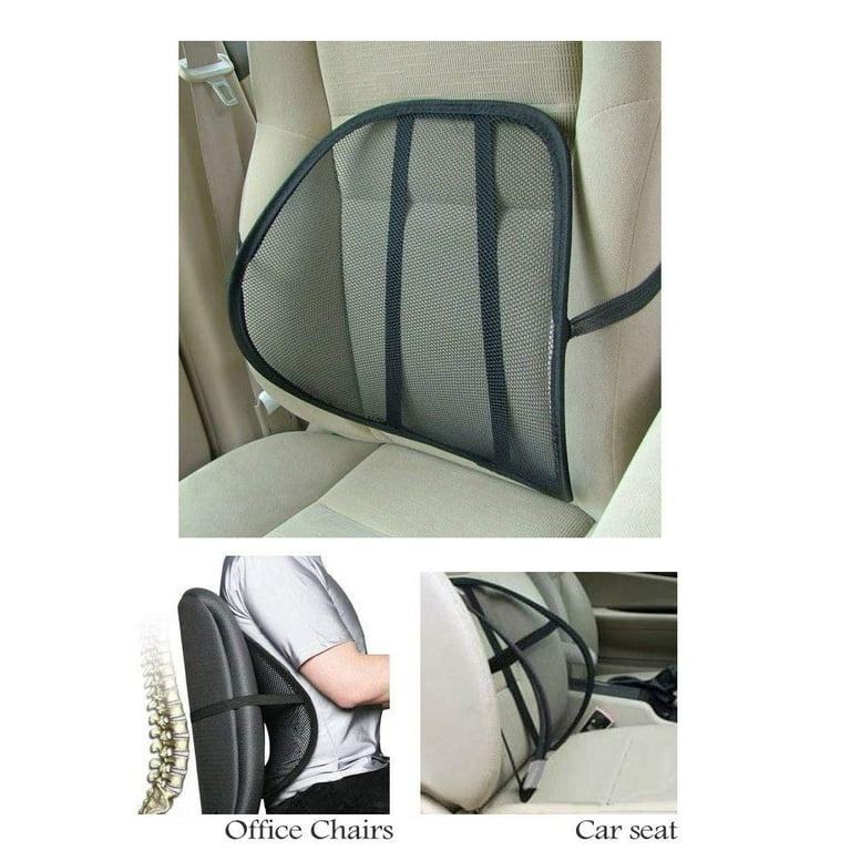 Mesh Backrest Lumbar Supp 2X Car Office Chair Truck Seat Black Cool Vent  Cushion
