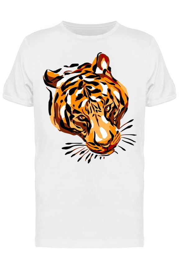 Cool View Of Tiger Head Design T-Shirt Men -Image by Shutterstock, Male Small