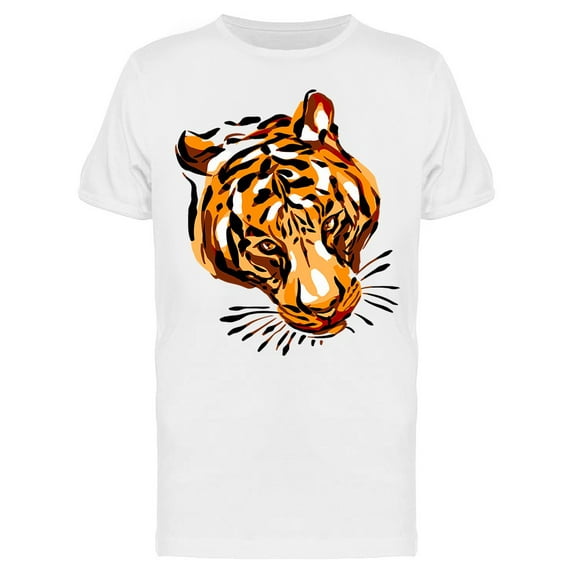 Cool View Of Tiger Head Design T-Shirt Men -Image by Shutterstock, Male XX-Large