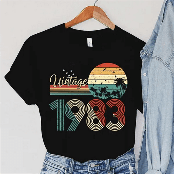 Cool Vintage 1987 Print T-shirts For Women Summer Fashion Casual Short Sleeve Round Neck Tops Ladies T-shirt