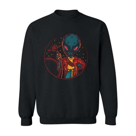 Cool Vintage Alien Design Sweatshirt Men -Image by Shutterstock, Male 5X-Large