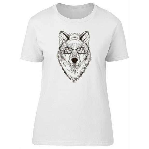 Cool Vintage Hipster Wolf Sketch T-Shirt Women -Image by Shutterstock, Female Medium