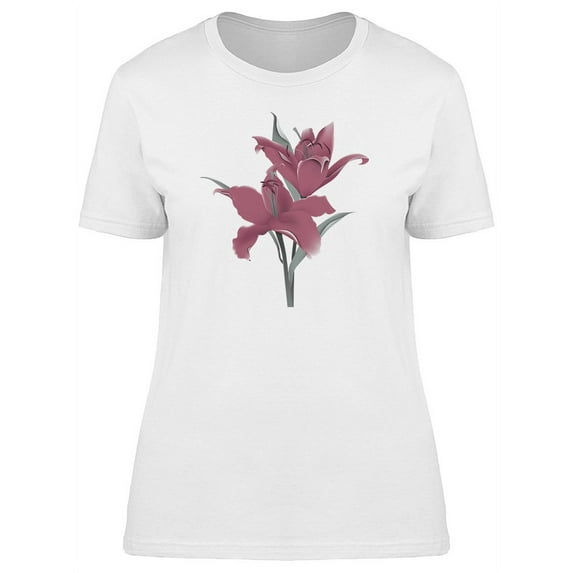 Cool Vintage Lily Flowers T-Shirt Women -Image by Shutterstock, Female Large