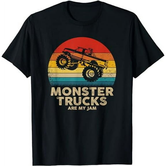 Cool Vintage Monster Truck Are My Jam Retro Sunset T-Shirt