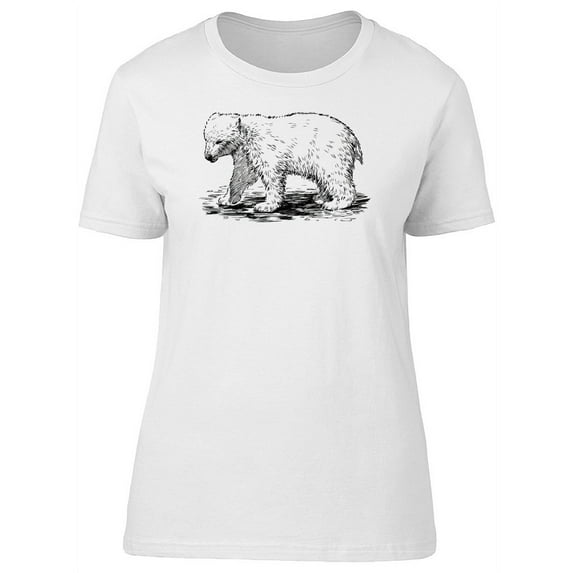 Cool Vintage Polar Bear Sketch T-Shirt Women -Image by Shutterstock, Female Large