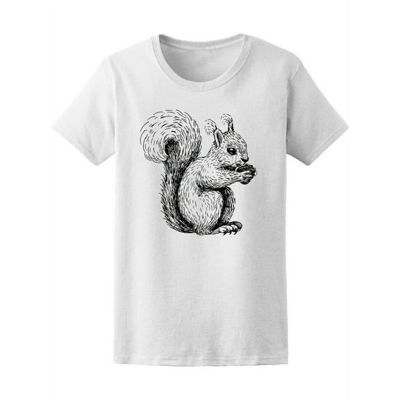 Cool Vintage Squirrel Sketch T-Shirt Women -Image by Shutterstock, Female XX-Large