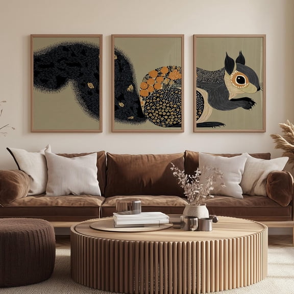 Cool Vintage Squirrel, Wall Art, Print Set 3 Unframed Paper Print 8x12