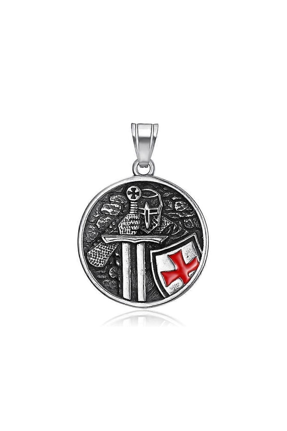 Cool Vintage Stainless Steel Armor Shield Knight Templar Cross Pendant Necklace For Men Fashion Punk Amulet Jewelry Dropshipping