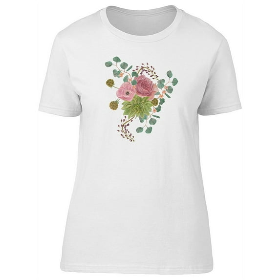 Cool Vintage Watercolor Flowers T-Shirt Women -Image by Shutterstock, Female Small