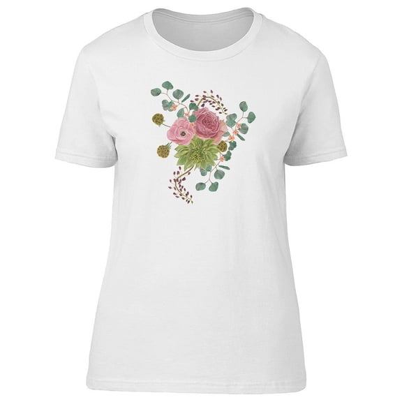 Cool Vintage Watercolor Flowers T-Shirt Women -Image by Shutterstock, Female x-Large