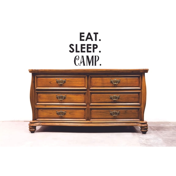 Cool Wall Art Lettering Decal - Eat Sleep Camp Design | 20" x 30" DIY Removable Cabinet Vinyl Living Room Bedroom Sticker Decoration