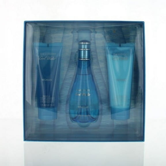 Cool Water by Zino Davidoff for Women - 3 Pc Gift Set 3.4oz EDT Spray, 2.5oz Gentle Shower Breeze, 2.5oz Moisturizing Body Lotion