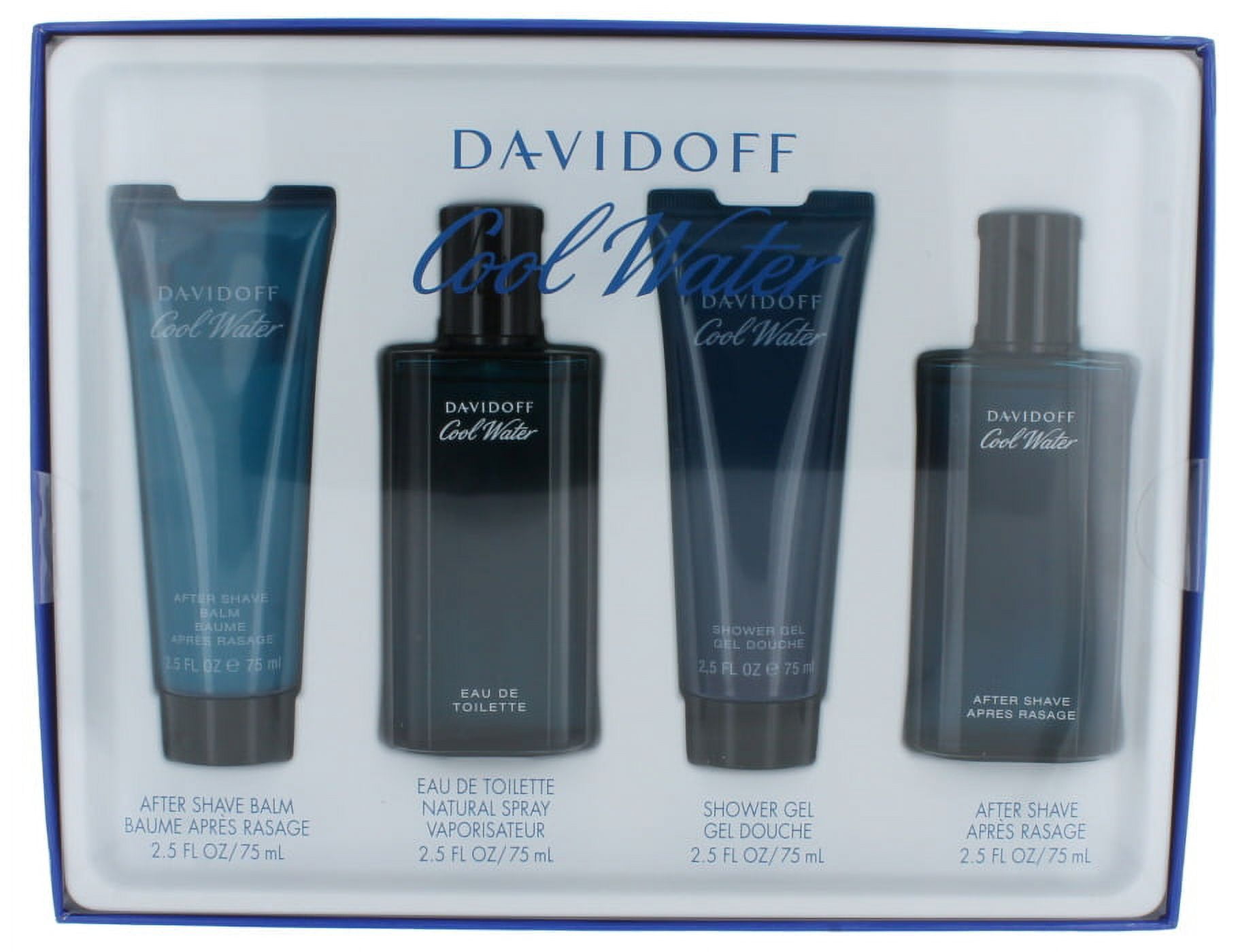 Cool Water by Davidoff for Men SET: Aftershave Balm 2.5oz+EDT Spray 2.5oz+Shower Gel 2.5oz+After Shave 2.5oz NEW