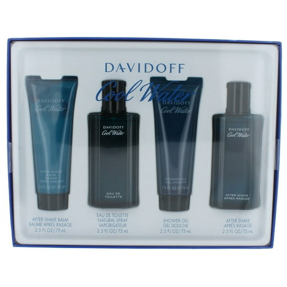 Cool Water by Davidoff for Men SET: Aftershave Balm 2.5oz+EDT Spray 2.5oz+Shower Gel 2.5oz+After Shave 2.5oz NEW