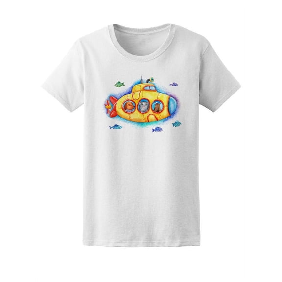 Cool Watercolor Animal Submarine T-Shirt Women -Image by Shutterstock, Female XX-Large