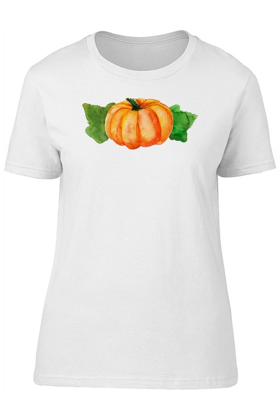 Cool Watercolor Autumn Pumpkin T-Shirt Women -Image by Shutterstock, Female Small