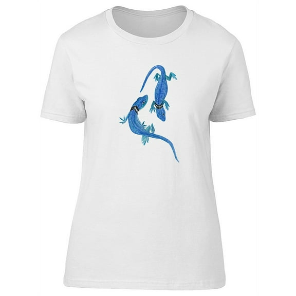 Cool Watercolor Blue Lizards T-Shirt Women -Image by Shutterstock, Female Medium
