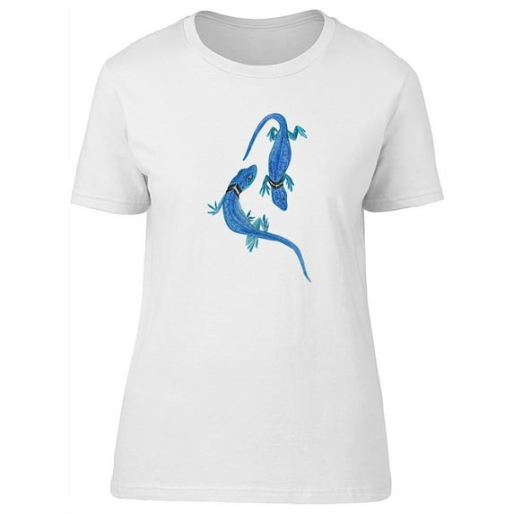 Cool Watercolor Blue Lizards T-Shirt Women -Image by Shutterstock, Female XX-Large
