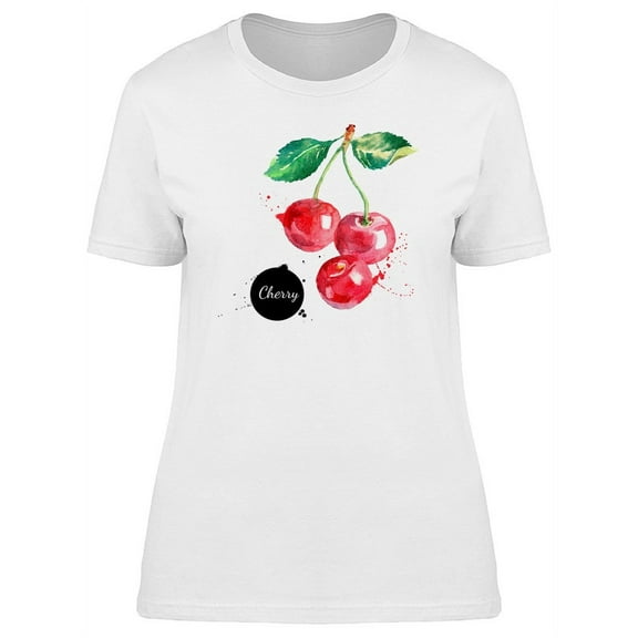 Cool Watercolor Cherries T-Shirt Women -Image by Shutterstock, Female Medium