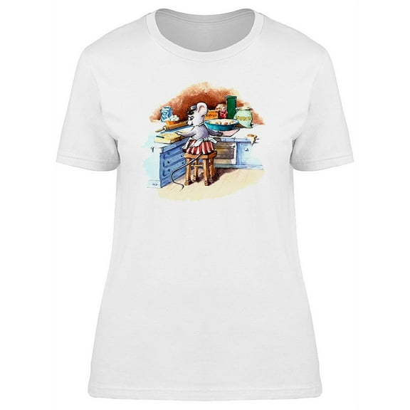 Cool Watercolor Mouse Cooking T-Shirt Women -Image by Shutterstock, Female Medium