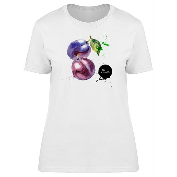 Cool Watercolor Plum Fruit T-Shirt Women -Image by Shutterstock, Female Medium