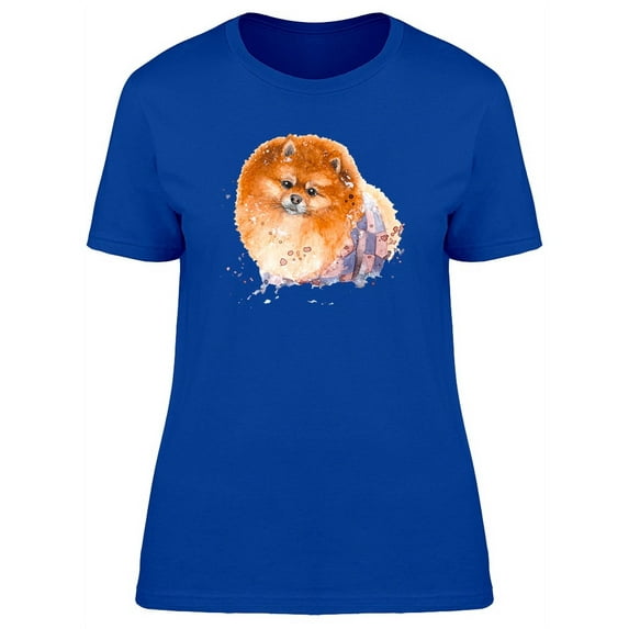 Cool Watercolor Pomeranian Dog T-Shirt Women -Image by Shutterstock, Female Large