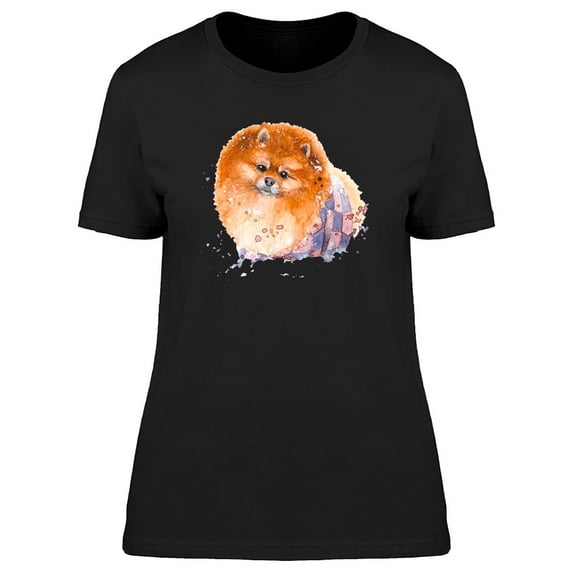 Cool Watercolor Pomeranian Dog T-Shirt Women -Image by Shutterstock, Female Small
