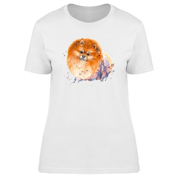 Cool Watercolor Pomeranian Dog T-Shirt Women -Image by Shutterstock, Female x-Large