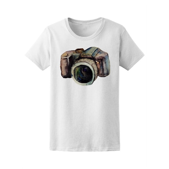 Cool Watercolor Vintage Camera T-Shirt Women -Image by Shutterstock, Female Small
