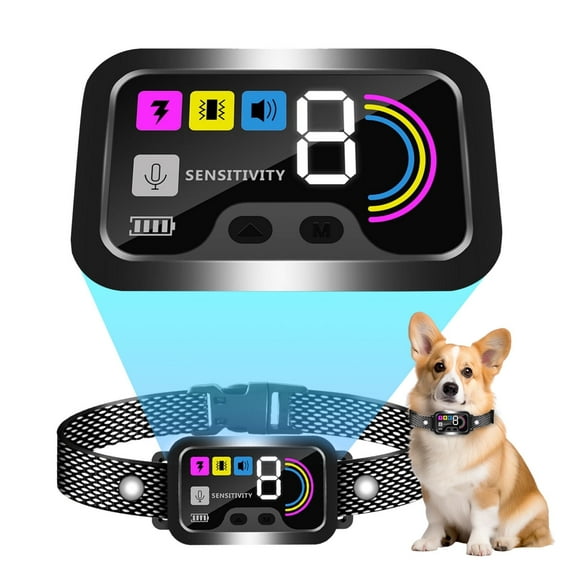 Dog Bark Collar,Rechargeable Anti Barking Collar with Beep,Vibration & Safe Shock Black