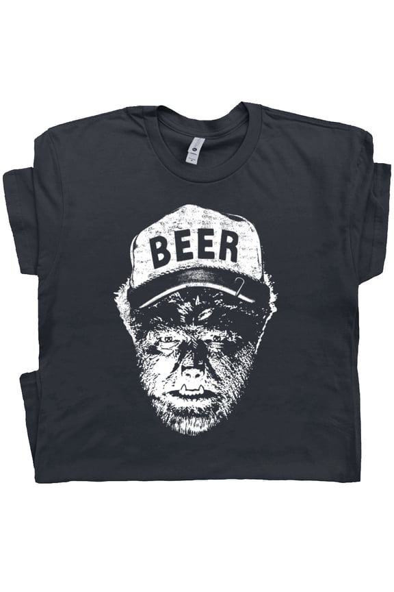Cool Werewolf Beer T Shirt Funny Wolfman Drinking Alcohol Shirts Cool Vintage Horror Movie Retro Graphic Tee for Men Women