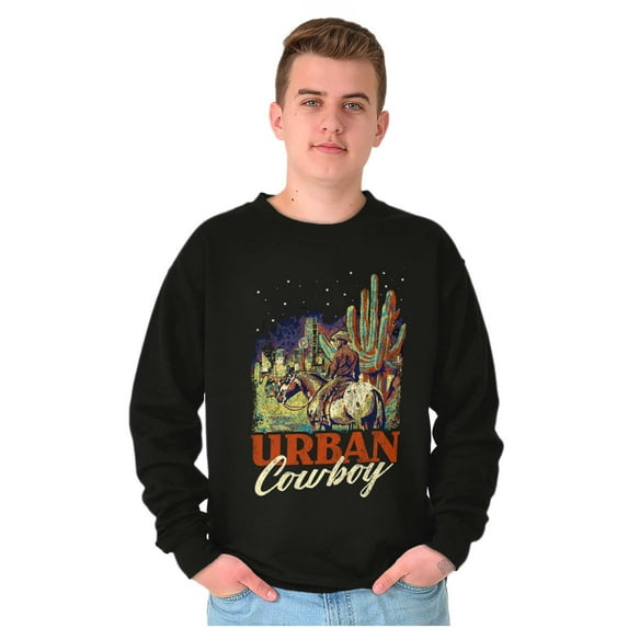 Cool Western Desert Urban Cowboy Unisex Plus Fleece Graphic Sweatshirt Brisco Brands 3X