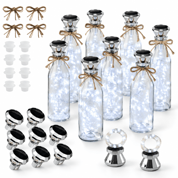 Cool White 10 Pack Solar Cork Fairy String Lights 20 LED Outdoor Waterproof Garden Wedding Patio Decor
