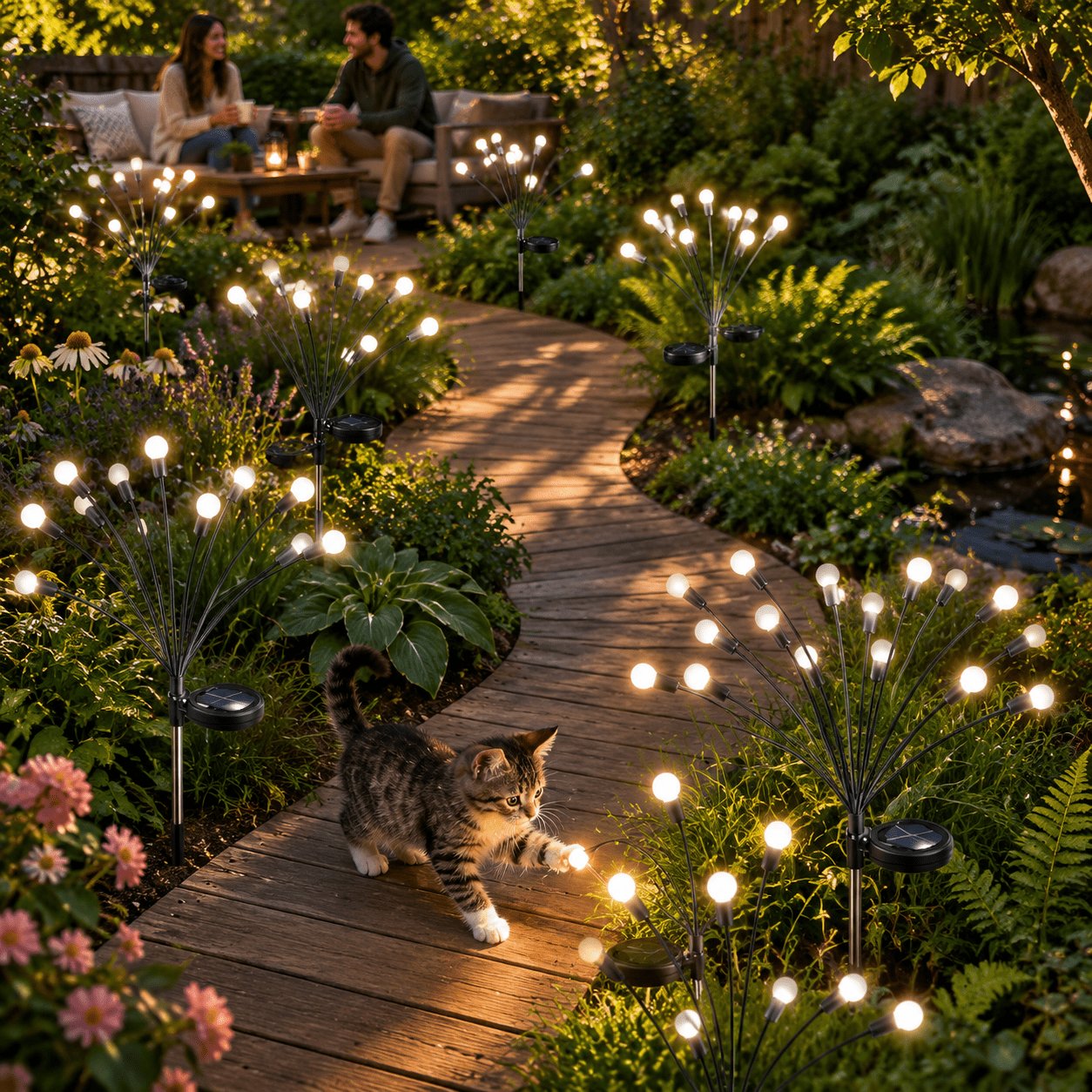 Fire Fly Packing Cool White 12 Pack 96 LED Solar Garden Firefly Outdoor Landscape ...