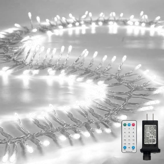 Cool White Christmas Mini LightsTree Lights Outdoor Cluster Light1000 LED Firecrackers String, 16 Modes Timer Remote Waterproof Plug in Twinkle Fairy for Garland Window Party