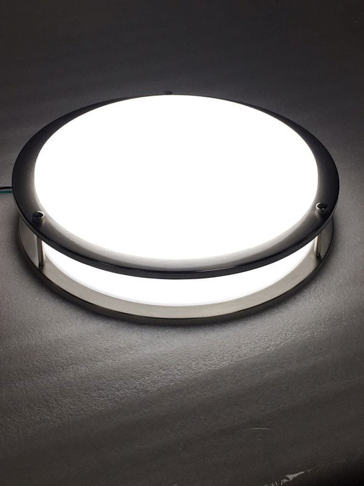 Cool White LED Flush Mount Fixture Ceiling Light, Brushed Nickel, 12"(75W Equivalent), 6000K, ETL, Dimmable