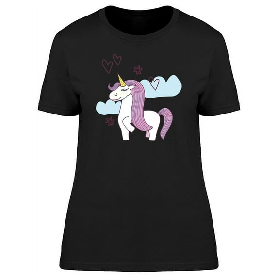Cool White Purple Unicorn Doodle T-Shirt Women -Image by Shutterstock, Female Medium