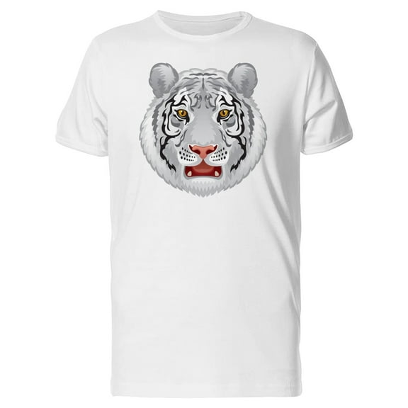 Cool White Tiger Tribal Head T-Shirt Men -Image by Shutterstock, Male Medium