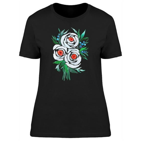 Cool White Watercolor Flowers T-Shirt Women -Image by Shutterstock, Female Large