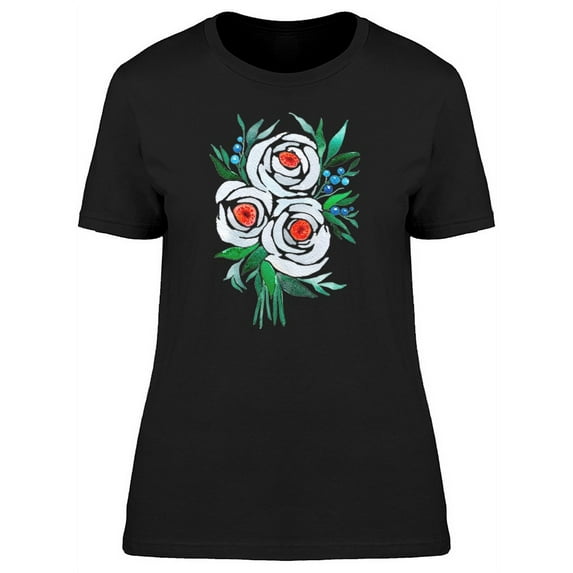 Cool White Watercolor Flowers T-Shirt Women -Image by Shutterstock, Female Large