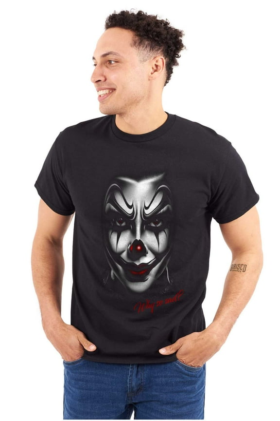 Cool Why So Sad Scary Horror Clown Men's Graphic T Shirt Tees Brisco Brands L