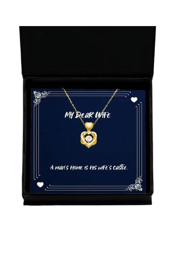 Cool Wife Heart Knot Gold Necklace, A Man's Home is his Wife's Castle, Present for Wife, Motivational Gifts from Husband, Funny Wife Birthday Gifts, Funny Wife, Funny Wife Christmas